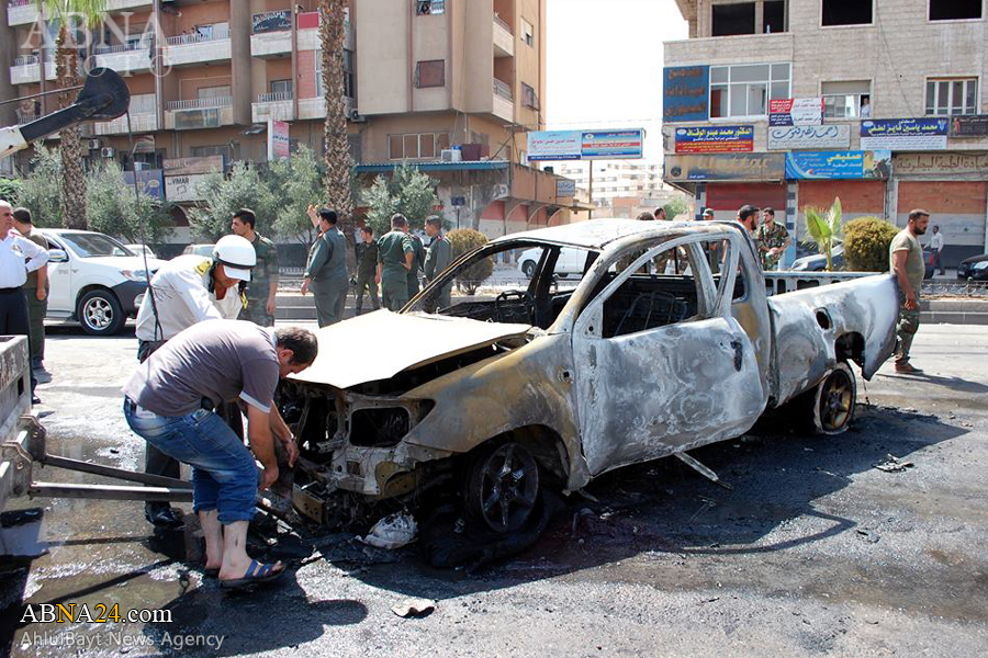 انفجار خودروی بمب‌گذاری شده در محله الحاضر شهر حماه + تصاویر 