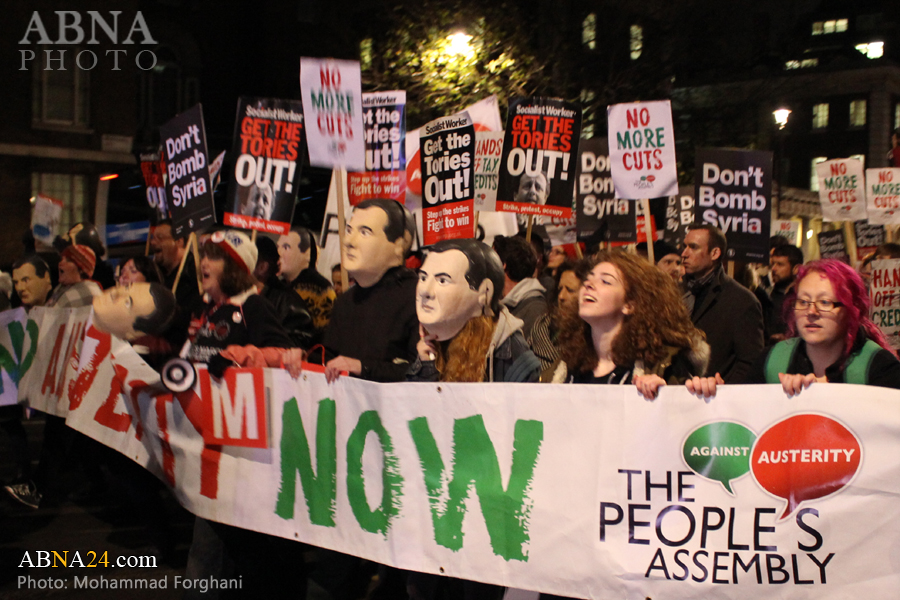 تظاهرات مردم انگلیس علیه سیاست های دیوید کامرون + تصاویر