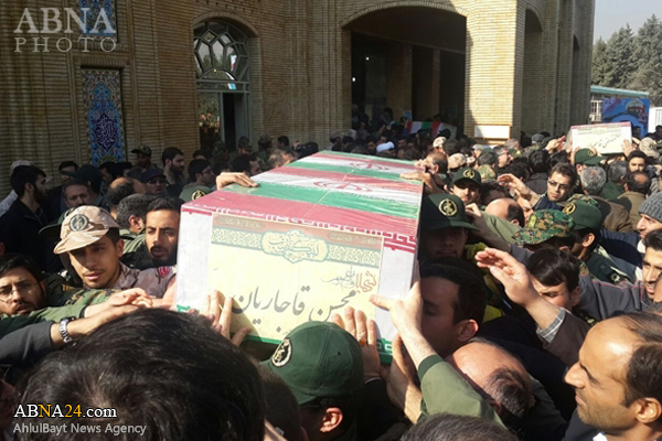 پیکر سردار قاجاریان و ۵ شهید مدافع حرم تشییع شد + عکس