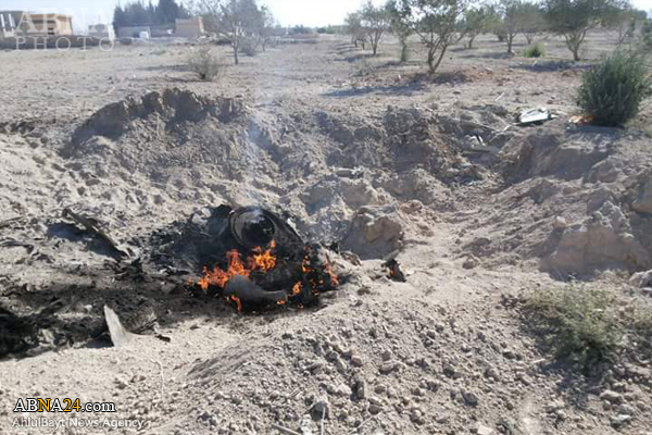 سقوط جنگنده ارتش سوریه در استان دمشق + عکس