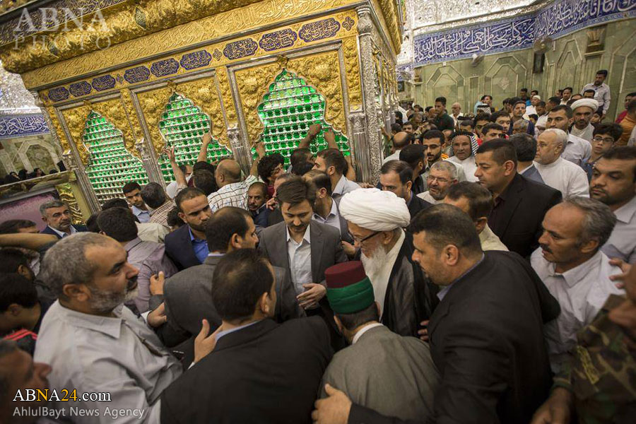 تشرف یکی از مراجع عظام تقلید به حرم مطهر حضرت عباس(ع) + تصاویر