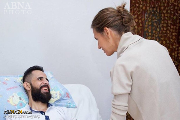   همسر بشار اسد به عیادت زخمی‌های جنگ سوریه رفت + عکس