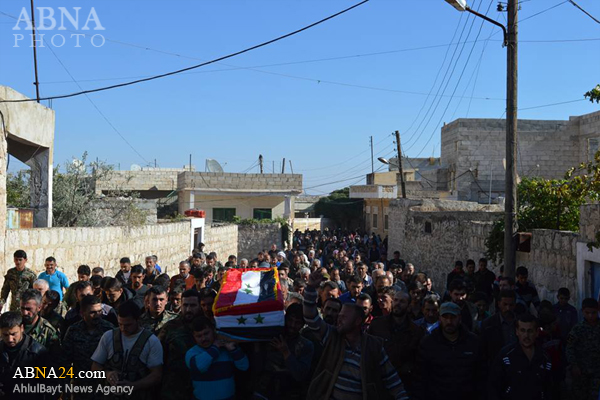 پیکر شهید مدافع حرم در شهر شیعه نشین سوریه تشییع شد + تصاویر