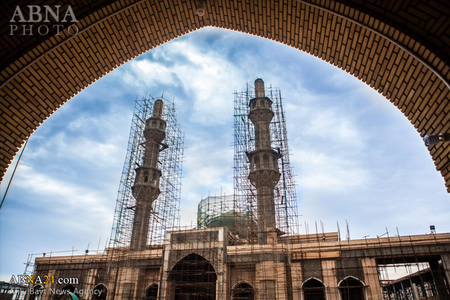 آغاز به کار تذهیب گنبد مقام امام صاحب الزمان(عج) در مسجد سهله + تصاویر