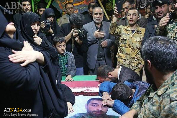 مراسم وداع با پیکر "علی‌اصغر کریمی" شهید مدافع حرم برگزار شد