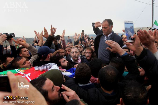 تشییع باشکوه پیکر شهید باسل اعرج در بیت لحم + تصاویر