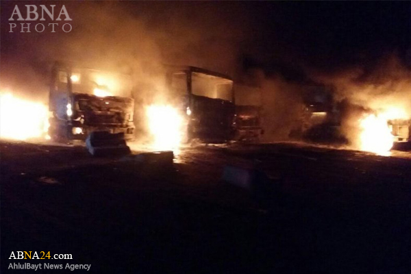 به آتش کشیدن تجهیزات راه‌سازی در ریاض عربستان + تصاویر