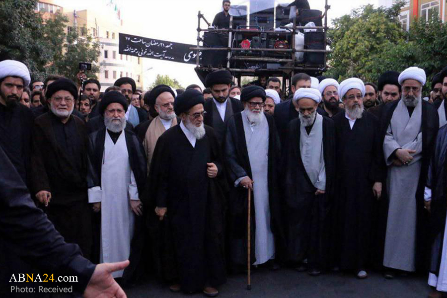 برگزاری دسته عزاداری شهادت امام علی(ع) باحضور علما در مشهد مقدس + عکس