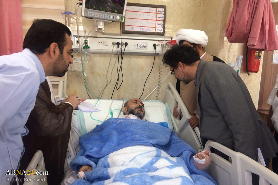 عیادت نماینده آیت‌الله مکارم شیرازی از روحانی مضروب در حادثه متروی شهرری