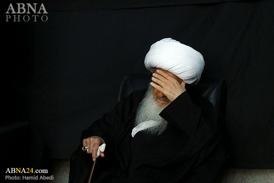 مراسم عزاداری شهادت امام باقر(ع) در دفتر آیت‌الله وحید خراسانی