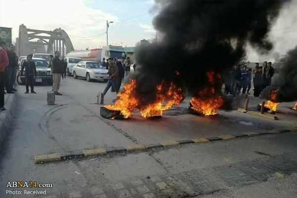 تظاهرات در منطقه کردستان و بسته شدن جاده اصلی سلیمانیه به کرکوک + تصاویر
