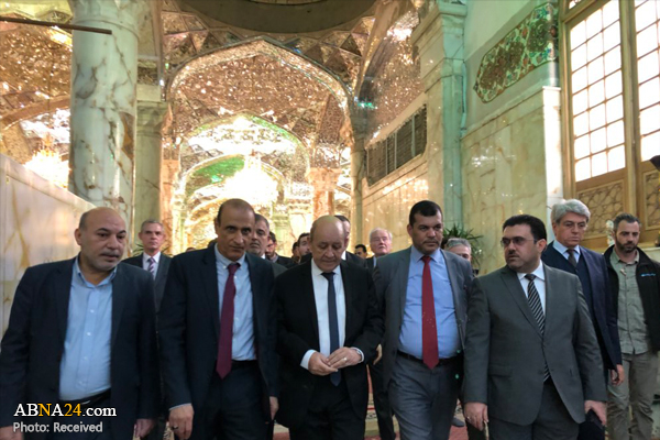 ویدئو/ دیدار وزیر خارجه فرانسه با آیت الله حکیم و حضور در حرم امام علی(ع)