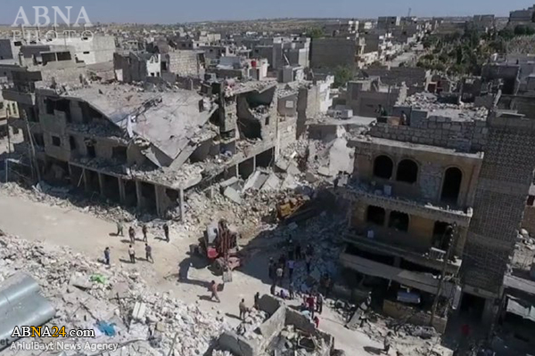ویدیو/ ویرانی شهر "معره النعمان" از سوی تروریست‌ها در سوریه
