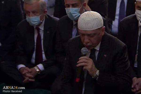 اردوغان در مسجد ایاصوفیه قرآن تلاوت کرد + ویدیو