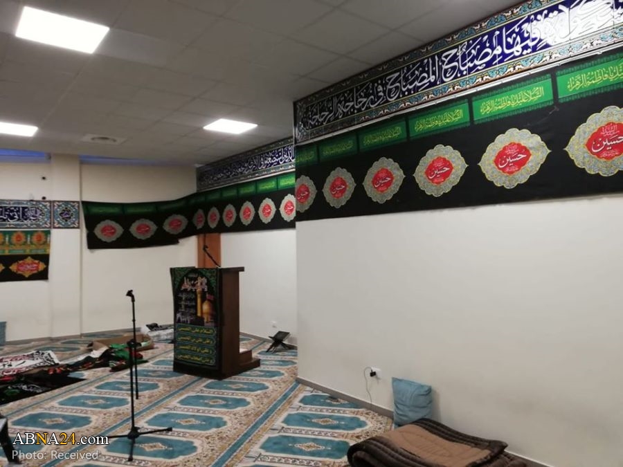 تصاویر/ سیاه پوش کردن مرکز المهدی(عج) شهر "رم" برای سوگواری سیدالشهداء(ع)