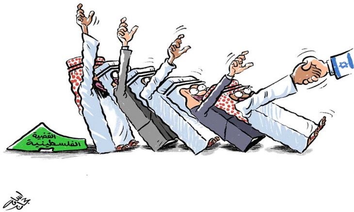 کاریکاتور/ صف کشیدن سران کشور‌های عربی برای سازش با اسرائیل