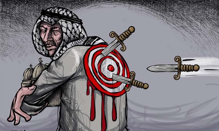کاریکاتور/ عادی سازی روابط اعراب با اسرائیل؛ خنجر زدن از پشت به فلسطین