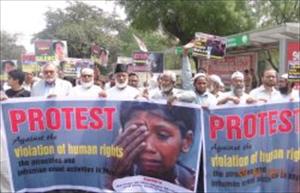 Indian Muslims protest against persecution of Rohingyas