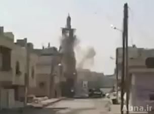 صور/ بعد أسبوع على احتلالهم "الجامع العمري" في درعا ، مسلحو "القاعدة" يفجرون مئذنته