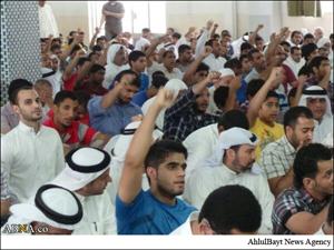 تصویری رپورٹ/ انقلابی بحرینیوں کا مسجد امام صادق (ع) میں احتجاجی اجتماع