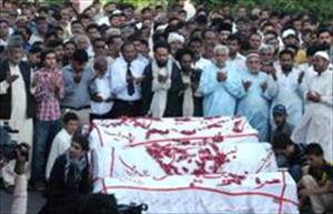 شہید ایڈوکیٹ کوثر ثقلین اور دو کمسن بچوں کی نماز جنازہ ادا ہوئی