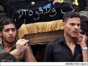 تصویری رپورٹ/ حرم حضرت زینب (ع) کی حفاظت کرنے والے ۵ شہدا کا تشییع جنازہ