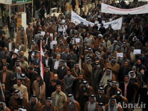 أهالي الديوانية يتظاهرون للمطالبة بالإفراج عن المختطفين من أبناء المحافظة في تكريت