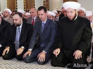 السيد الرئيس بشار الأسد يؤدي صلاة العيد في مسجد أنس بن مالك في مدينة دمشق