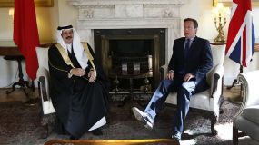 British Prime Minister holds talks with Bahraini cruel king Hamad in London