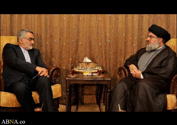 علاالدین بروجردی کی سید حسن نصرالله سے ملاقات/ تصویر