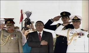 صدرآصف زرداری کے اعزاز میں الوداعی گارڈ آف آنرکی تقریب   	