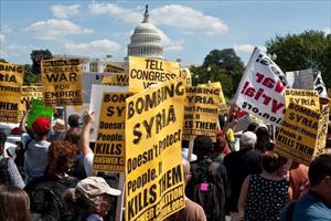 Распространение народных протестов против войны с Сирией в разных городах США
