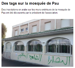 Mosquée de Pau : les inscriptions « les mécréants, les hypocrites, les égarés » taguées sur les murs du lieux de culte