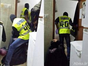 بالصور / مرتزقة النظام البحريني يعتدون على سيدة بعد اقتحام منزلها