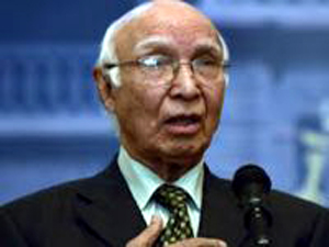 سرتاج عزیز،پاکستان میں طالبان کے خلاف طاقت کا استعمال ہوسکتا ہے