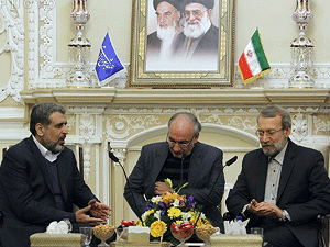 فلسطینی وفد کا دورۂ ایران ڈاکٹر لاریجانی سے ملاقات