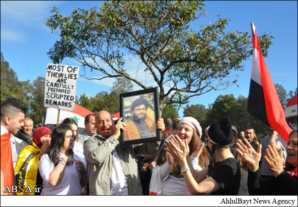 Melbrun şəhər sakinləri Seyyid Həsən Nəsrullah və Bəşşar Əsəd cənablarına dəstək olduqlarını bildiriblər + Foto