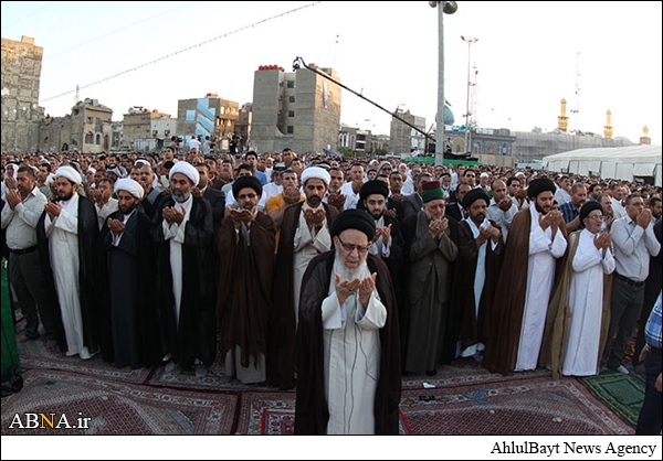 بالصور / إقامة صلاة عيد الفطر المبارك بإمامة «السيد القزويني» في مدينة كربلاء المقدسة