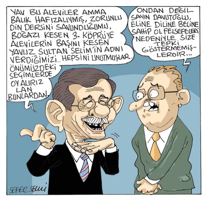 Aleviler Neden Davutoğluna Tepki Göstermedi / Karikatür