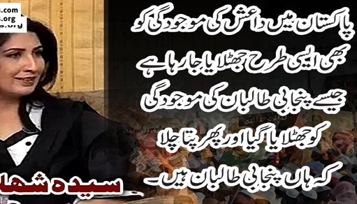 پاکستان میں داعش کی موجودگی کو بھی ایسی طرح جھٹلایا جارہا ہے جیسے پنجابی طالبان کے وجود کو جھٹلایا گیا۔شہلا رضا