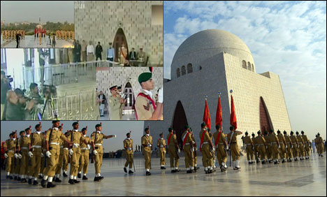 قائد اعظم  کا یوم ولاوت:مزار قائد پر گارڈز کی تبدیلی کی پروقار تقریب   	