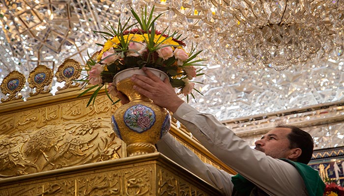 Imam Hussain's Tomb Redecorated with Flowers