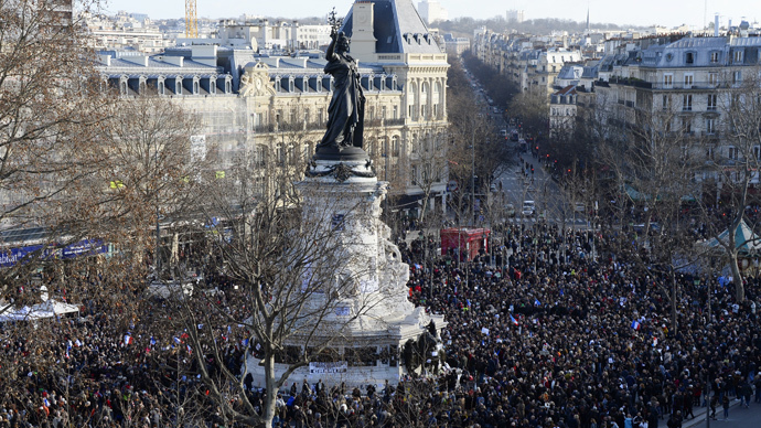  Mass March in Paris in Solidarity with Attacks Victims