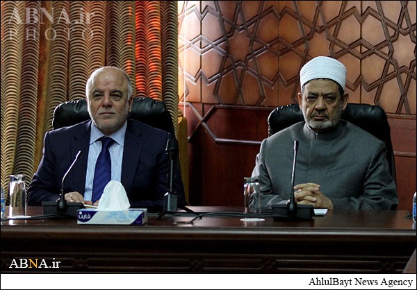 حیدر العبادی کی شیخ الازھر سے ملاقات، شیخ الازھر کی شیعہ مراجع کو مصر دعوت دینے کی خواہش+ تصاویر