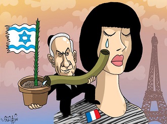 Paris’te teröre karşı düzenlenen yürüyüşe Netanyahu da katıldı!/ Karikatür