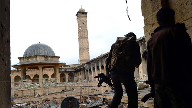 Takfiri militants damage mosque in restive Aleppo,Syria