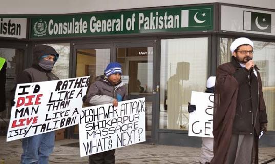Shia, Sunni Muslims in Canada protest outside Pakistani Consulate against Shia massacre