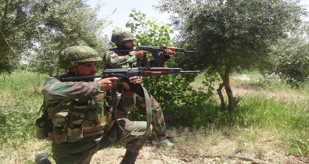 Les forces armées détruisent un lance-roquette et éliminent des terroristes dans les banlieues de Damas, de Daraa et d’Idleb