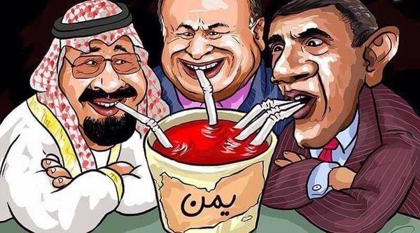 Cartoon: Evils sucking blood of innocent Yemenis 