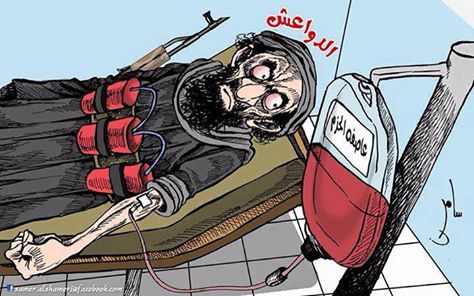 كاريكاتير يحاكي حقيقة العدوان السعودي الأمريكي على اليمن
